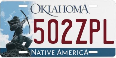 OK license plate 502ZPL