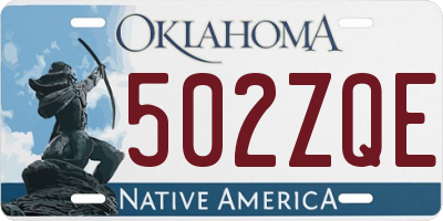 OK license plate 502ZQE