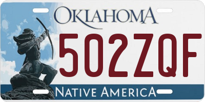 OK license plate 502ZQF