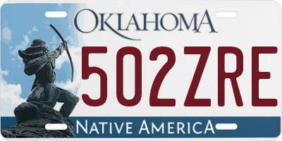 OK license plate 502ZRE