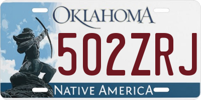 OK license plate 502ZRJ