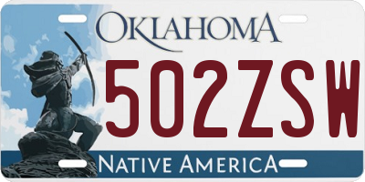 OK license plate 502ZSW