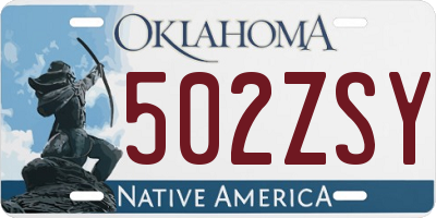 OK license plate 502ZSY