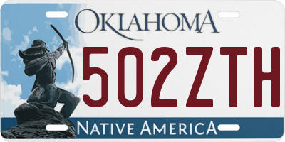OK license plate 502ZTH