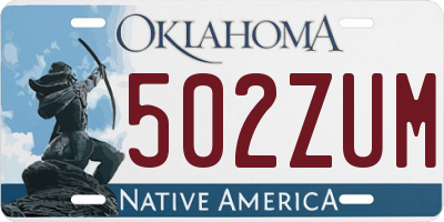OK license plate 502ZUM