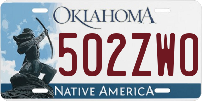 OK license plate 502ZWO