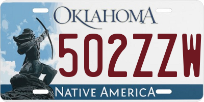 OK license plate 502ZZW