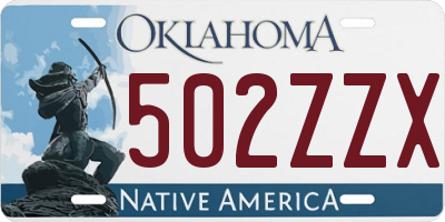 OK license plate 502ZZX