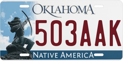 OK license plate 503AAK