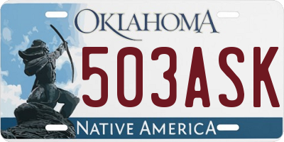 OK license plate 503ASK