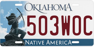 OK license plate 503WOC