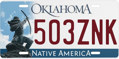 OK license plate 503ZNK