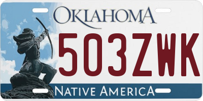 OK license plate 503ZWK