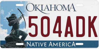 OK license plate 504ADK