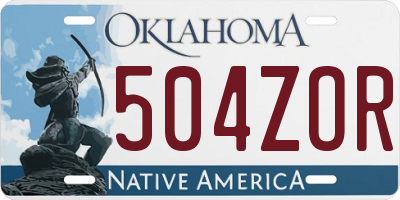 OK license plate 504ZOR