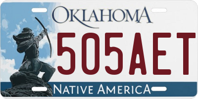 OK license plate 505AET