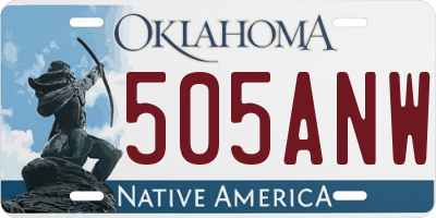 OK license plate 505ANW