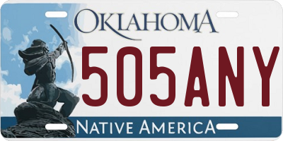OK license plate 505ANY
