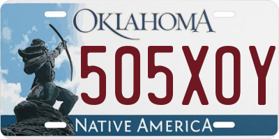 OK license plate 505XOY