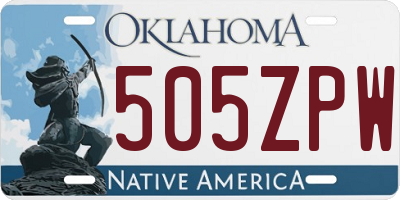 OK license plate 505ZPW