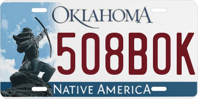 OK license plate 508BOK