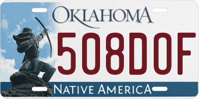 OK license plate 508DOF