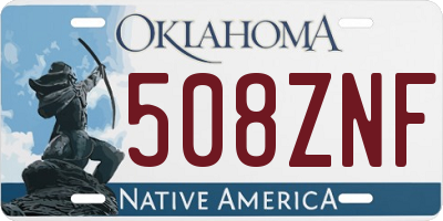 OK license plate 508ZNF
