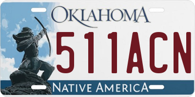 OK license plate 511ACN