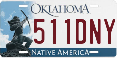 OK license plate 511DNY