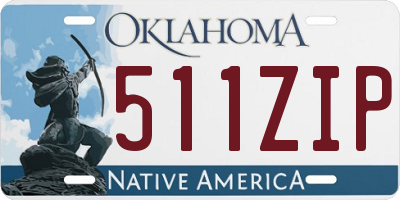 OK license plate 511ZIP