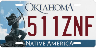 OK license plate 511ZNF