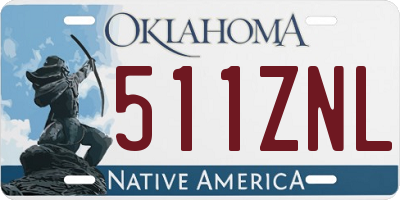 OK license plate 511ZNL