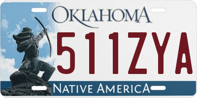 OK license plate 511ZYA