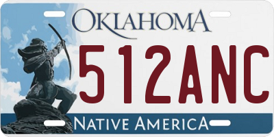 OK license plate 512ANC