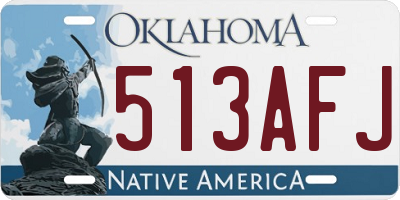 OK license plate 513AFJ