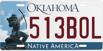 OK license plate 513BOL