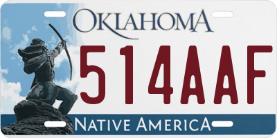 OK license plate 514AAF