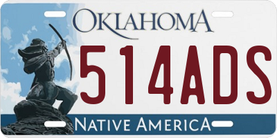 OK license plate 514ADS