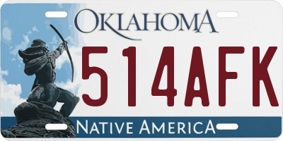 OK license plate 514AFK