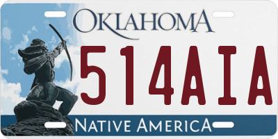 OK license plate 514AIA