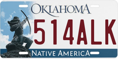 OK license plate 514ALK
