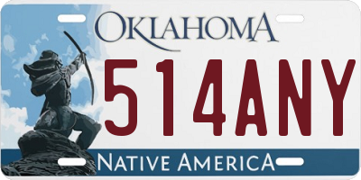 OK license plate 514ANY