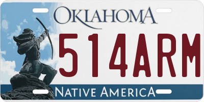 OK license plate 514ARM