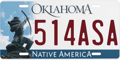 OK license plate 514ASA