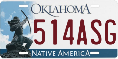 OK license plate 514ASG