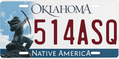 OK license plate 514ASQ