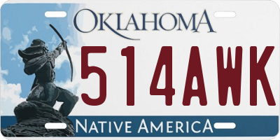 OK license plate 514AWK