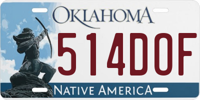 OK license plate 514DOF