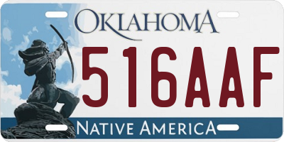 OK license plate 516AAF