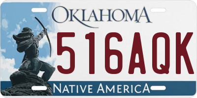 OK license plate 516AQK